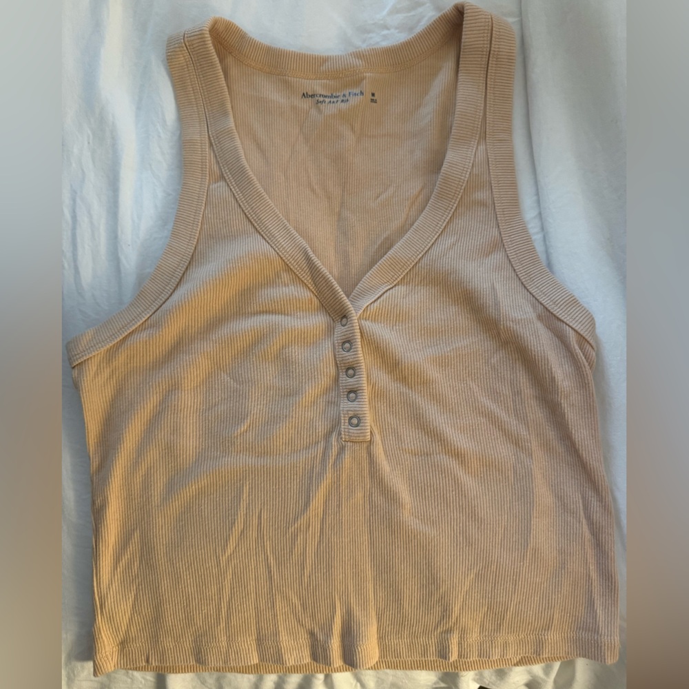 Abercrombie & Fitch Ribbed Cropped Button Tank
